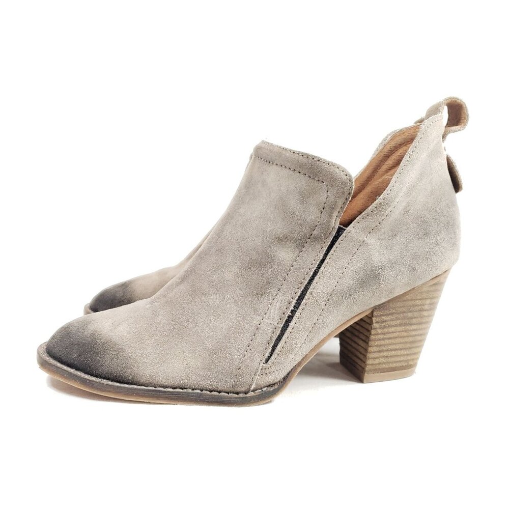 Jeffrey Campbell Womens Size 9 Taupe Suede Slip-On Ankle Booties Block Heel - Picture 3 of 8